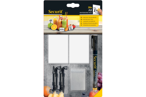 SECURIT Tisch-Kreidetafel TAG TAG-A8-BL weiss 7.4x5.2x0.1cm