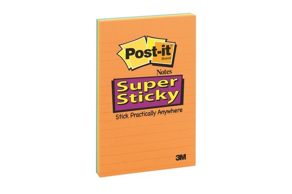 POST-IT Block Super Sticky 101x152mm 46453SSBO 3 farbig liniert 3x45 Blatt
