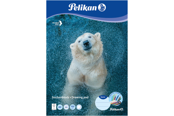 PELIKAN Zeichenblock A3 224840 assoriert, 100gr. 20 Blatt