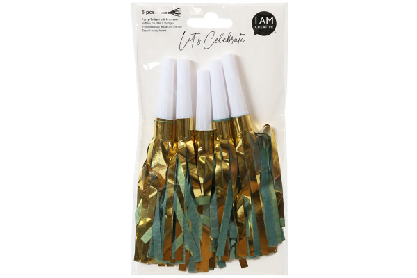I AM CREA Party Tröten,klein,mint,gold 6010.977 5 Stück