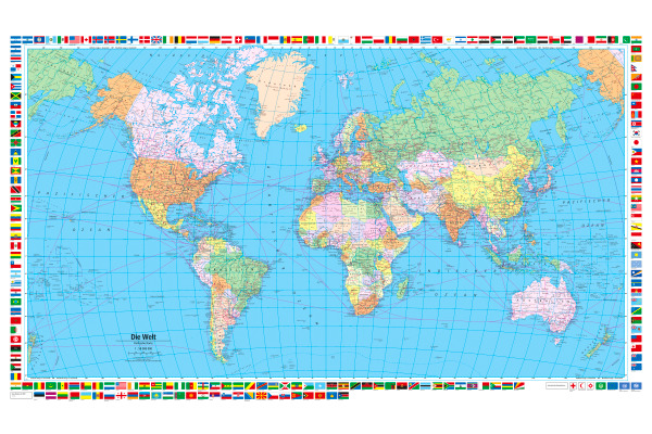 KÜMMERLY Plano-Weltkarte 87,5x51cm 325930068 politisch 1:50 Mio.