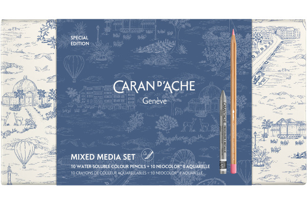 CARAN D'A Farbstifte + Neocolor Set CC3000026 Toile de Jouy 20 Stück