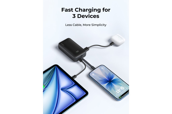 AUKEY Spark Sling Neo 10000mAh,30W PB-Y61 DG BuiltInCable,USB-C+A,D.Grey