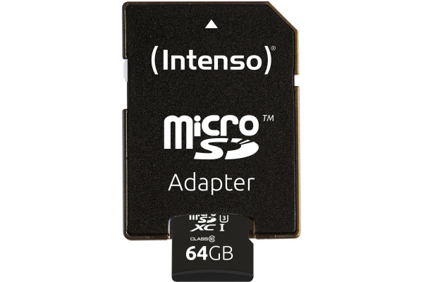 INTENSO Micro SDXC Card PRO 64GB 3433490 with adapter, UHS-I