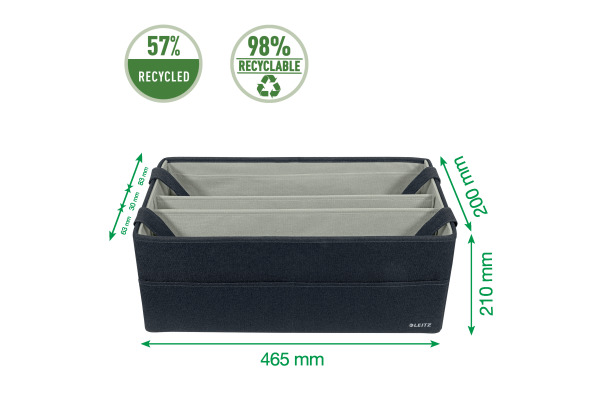 LEITZ Hot Desk Stofftasche 64440089 samtgrau 3 Fächer 46.5x21x20cm