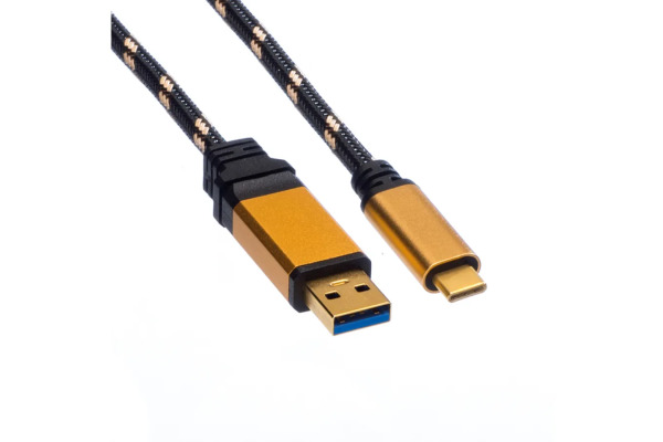 ROLINE USB-A-C, Lade & Datenkabel 11.02.901 Gold, ST/ST, 3.2 Gen2 1m