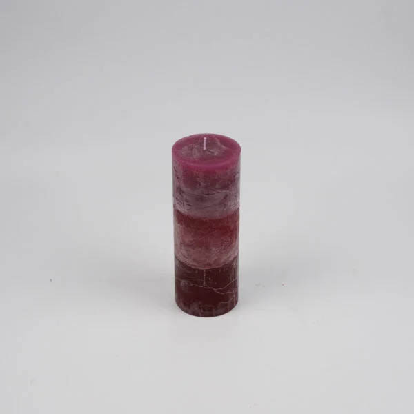 Zylinderkerze 6.8x18cm Raureif Dunkelrot - Abgestuft Durchgefärbte Kerzen aus 100% Paraffin
