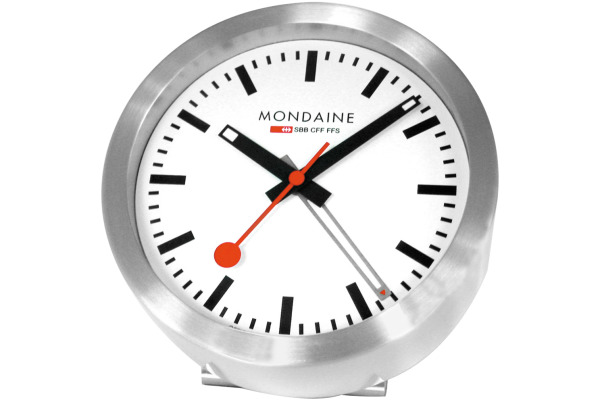 MONDAINE Wand / Tischuhr 125mm A997.16SB weiss, Weckfunktion