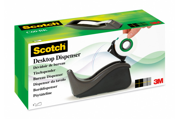 SCOTCH Tischabroller 19mmx33m C60-BK schwarz, inkl. 1 Magic Tape