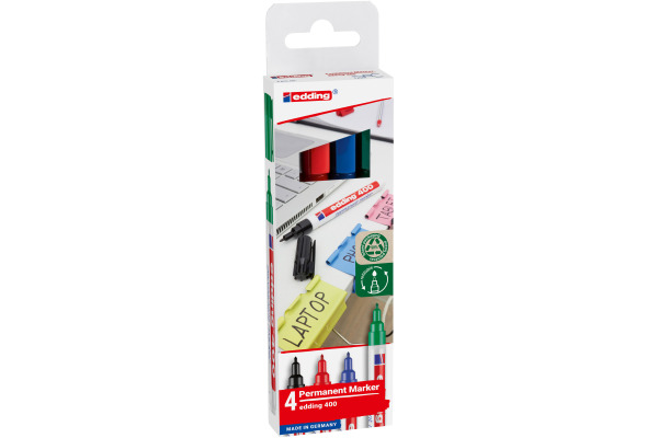 EDDING Permanent Marker 400 1mm 400-E4-2 4 Farben assortiert