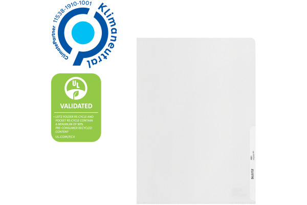 LEITZ Sichtmappen PP Recycle A4 40010003 transparent, 140my 100 Stück