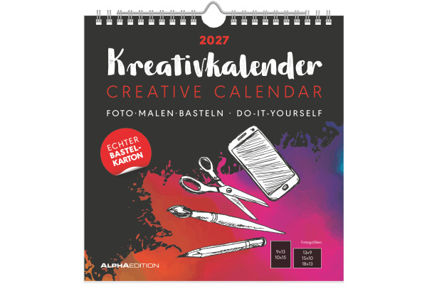 ALPHA EDI Bastelkalender 2027 161894 schwarz 21x22cm