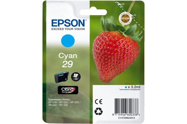 EPSON Tintenpatrone 29 cyan T298240 XP-235/335/435 180 Seiten