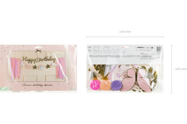 PARTYDECO Girlande Happy Bi. 230x17.5cm GRL120 Einhörner, mix