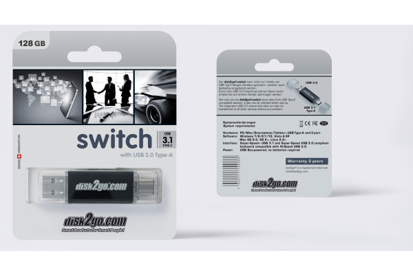 DISK2GO USB-Stick switch 128GB 30006594 Type-C USB 3.1 Type-A USB 3.0
