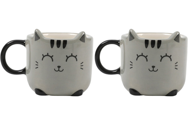 I-TOTAL Espressotassen 2er Set XL2520C Grey Cat