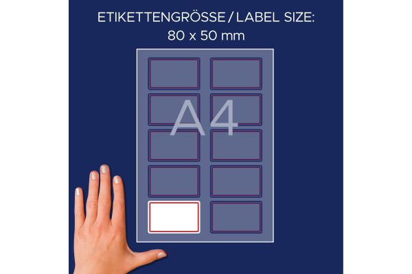 AVERY ZW. Namens-Etiketten L4786-20 weiss/rot 80x50mm 200 Stück