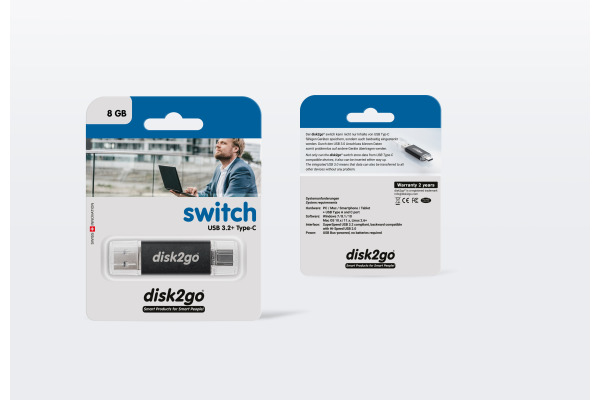 DISK2GO USB-Stick switch 8GB 30006590 Type-C USB 3.1 Type-A USB 3.0