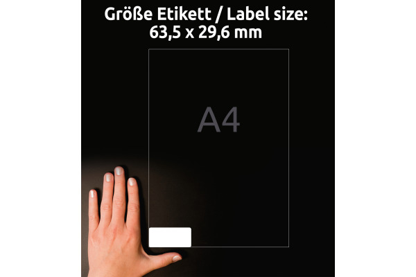 AVERY ZW. Adressetiketten 63,5x29,6mm J4792-25 InkJet, weiss 675 Stk./25 Bl.
