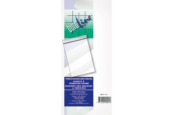 BÜROLINE Pressverschluss Beutel 40×60mm 421040 transparent 10 Stück