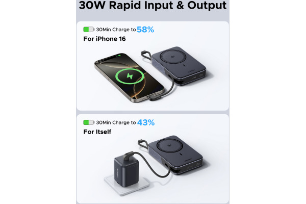 UGREEN Power Bank Magnetic 30W 65176B Wireless, Watch Charger