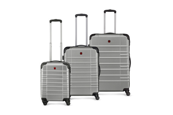 WENGER Amplar Hardside Luggage Silver 653306 3er Set S M L Banderole