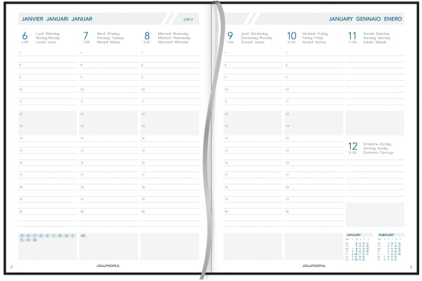 AURORA Agenda Florence Business 2026 2915B 1W/2S blau ML 15M 17.5x22.5cm