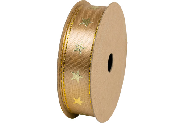 STEWO Geschenkband Satin Spule 583410750 Stars beige 15mm 15x3m