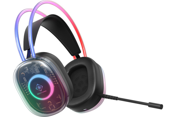 DELTACO GAMING Headset DH230 RGB GAM-186 Semi-transp.Headband,Earcups