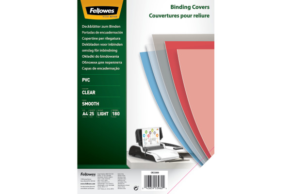FELLOWES Deckblatt für Bindesysteme A4 5380001 transparent, 180my 25 Stück
