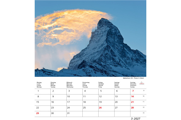 CALENDARI Bildkalender 2027 36206165 Matterhorn ML 21x24cm