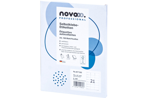 NOVOOO Etiketten 70x41mm 67150 weiss 2100 Stück