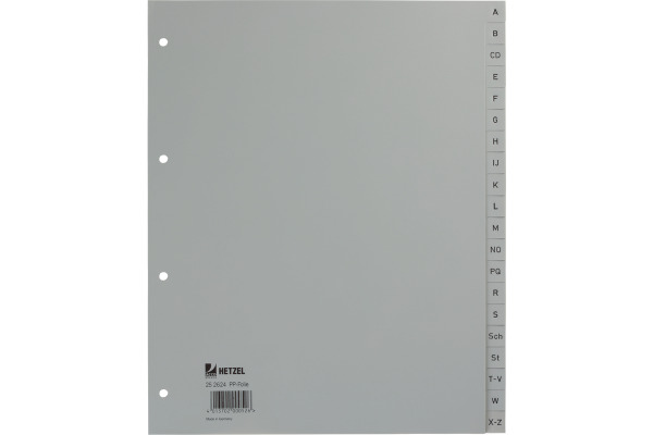 HETZEL Register PP A4+ 25262481 grau A-Z 20-teilig