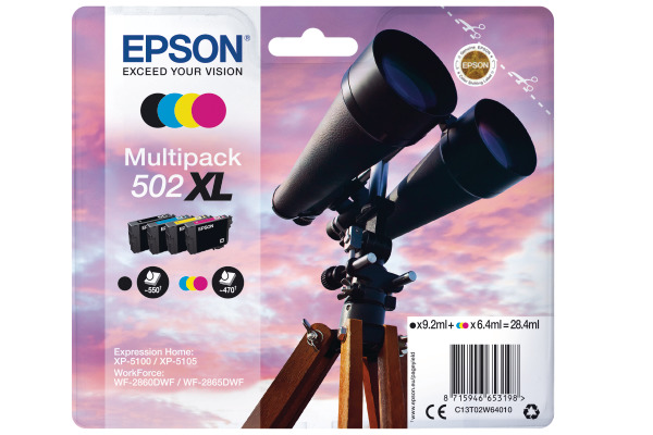 EPSON Multipack Tinte 502XL CMYBK T02W640 WF-2860/XP-5100 4-color