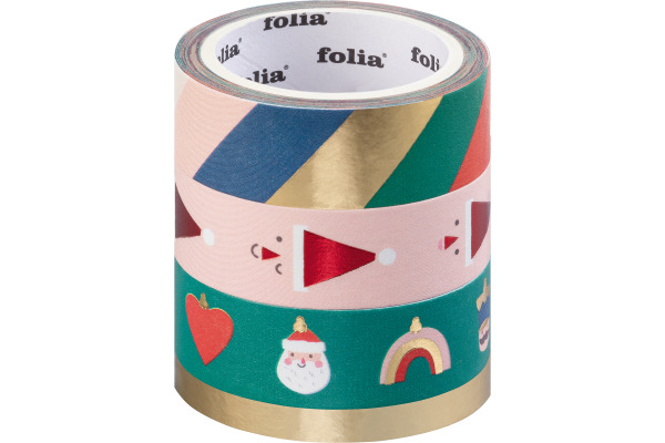 FOLIA Washi Tape Set Merry Jingling 26458 Hotfoil 4 Stück