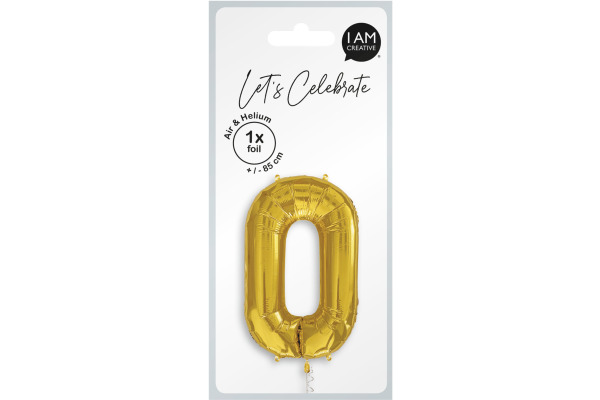 I AM CREA Folienballon Zahl 0 85cm 1000-1055 gold