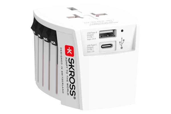 SKROSS World Travel Adapter 1.302967 MUV USB AC (CH Version)