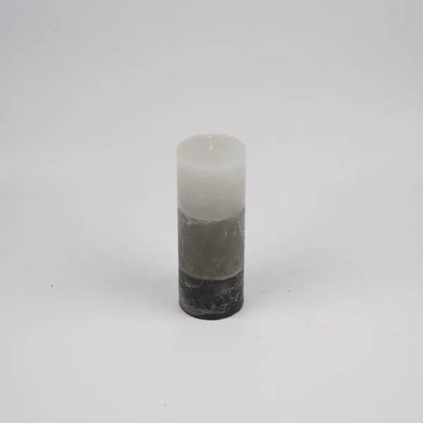 Zylinderkerze 6.8x18cm Raureif Grau - Abgestuft Durchgefärbte Kerzen aus 100% Paraffin