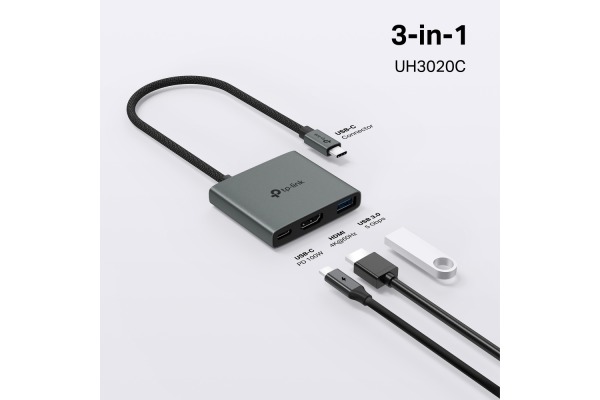 TP-LINK USB-C 3-Port Hub UH3020C HDMI 4K,USB-A, PD 100W