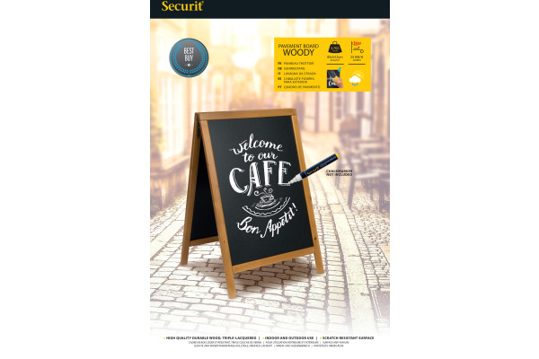 SECURIT Gehwegtafel m. Holzrahmen SBDW-TE-8 Holz 85x54.5x44cm