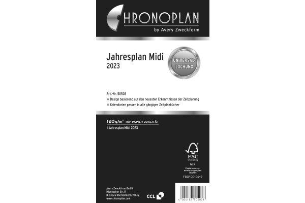 CHRONOPLA Midi Jahresplaner 2024 50504Z.24 96x172mm 6M/1S