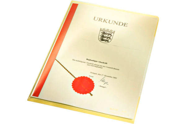 LEITZ Sichtmappen Premium A4 41530015 gelb, 0,15mm 100 Stück