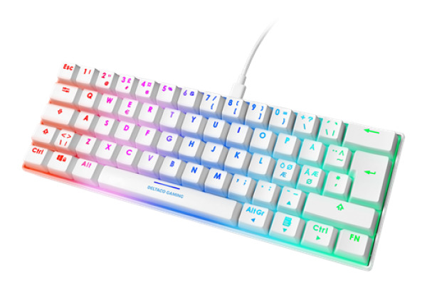 DELTACO TKL Gaming Keyboard mech RGB GAM075WCH red switch, CH-Layout, white