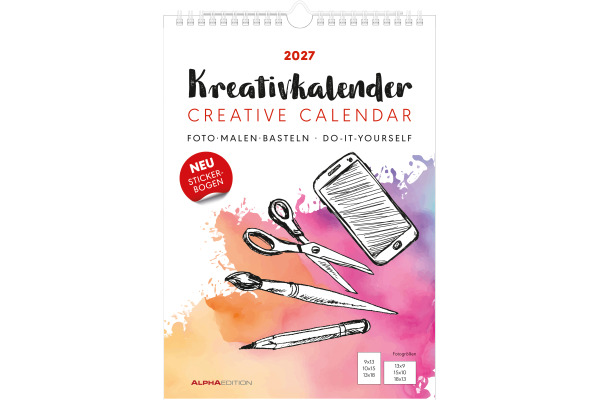 ALPHA EDI Bastelkalender 2027 161911 1M/1S weiss ML 21x29.7cm