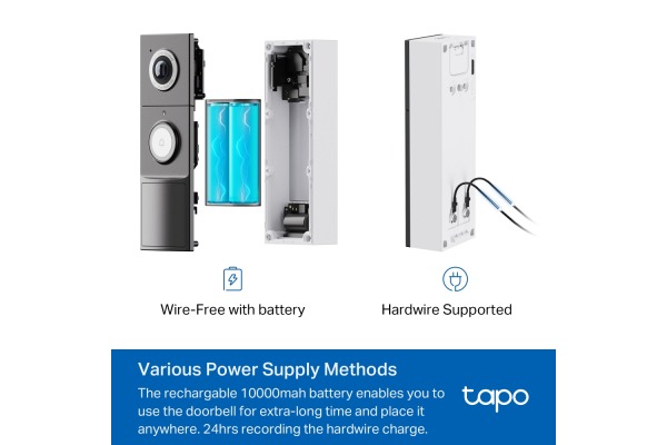 TP-LINK Video Doorbell Camera TAPO D235 2K, 10000mAh Battery