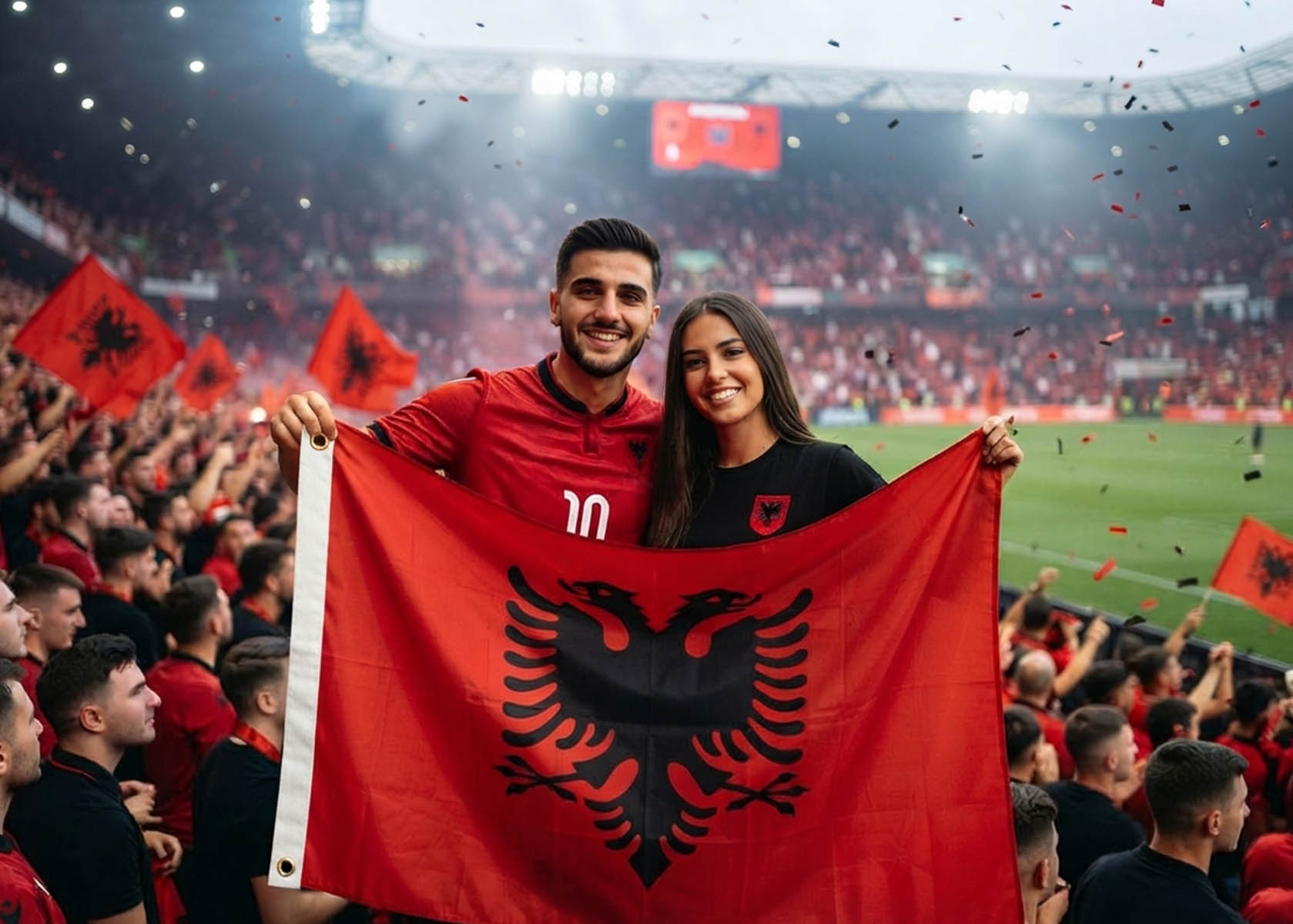 Albanien Flagge 150x90cm Fahne aus Polyester 