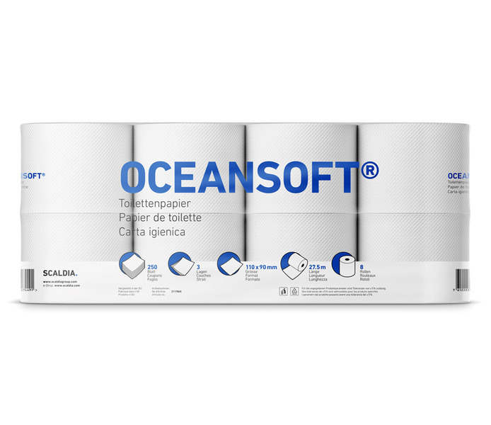 Toilettenpapier Oceansoft 3-lagig, weiss, extraweich 280 Rollen, 1/4 Palette