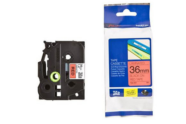 PTOUCH Band, laminiert schwarz/rot TZe-461 PT-3600 36 mm
