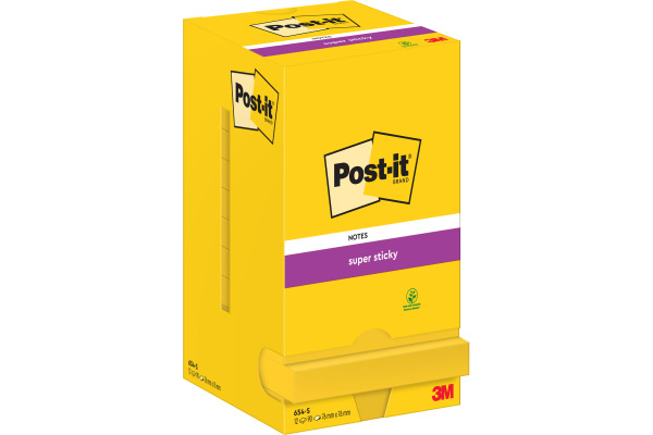 POST-IT Notes Super Sticky 76x76mm 654-S gelb 12x90 Blatt