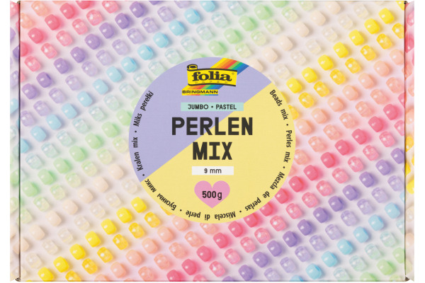 FOLIA Perlen Mix Pastel 500g 32531 Jumbo Pack, 9mm